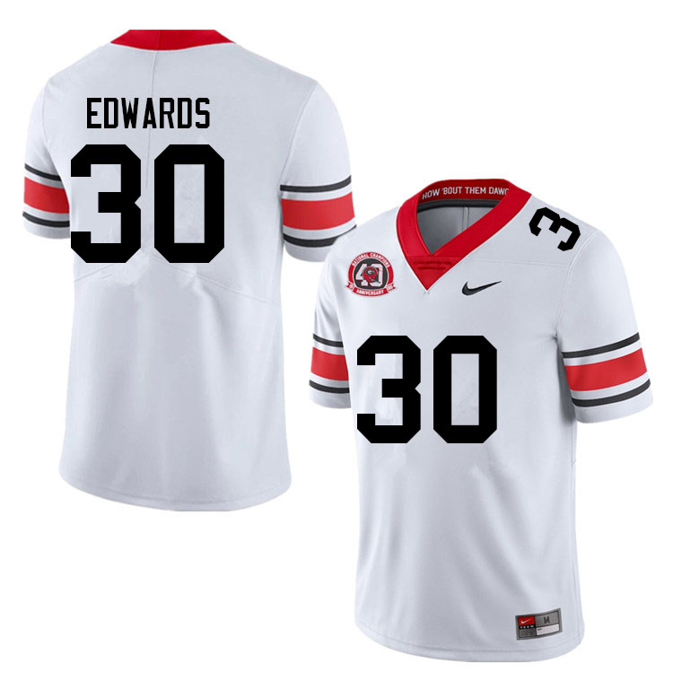 Georgia Bulldogs #30 Daijun Edwards College Football Jerseys Sale-40th Anniversary